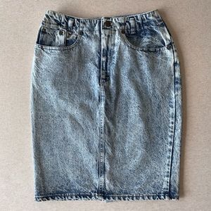 Acid Wash Denim Skirt / Midi Skirt